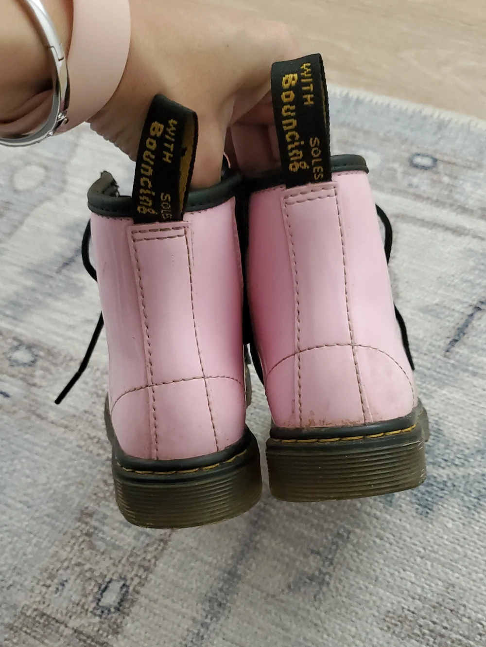 Dr. Martens Kids Pink Patent Leather Lace and Zip Boots sz10